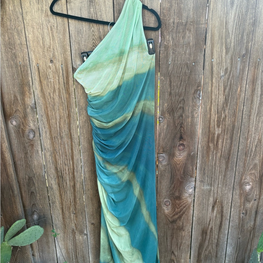 One-Shoulder Tie-Dye Maxi Dress